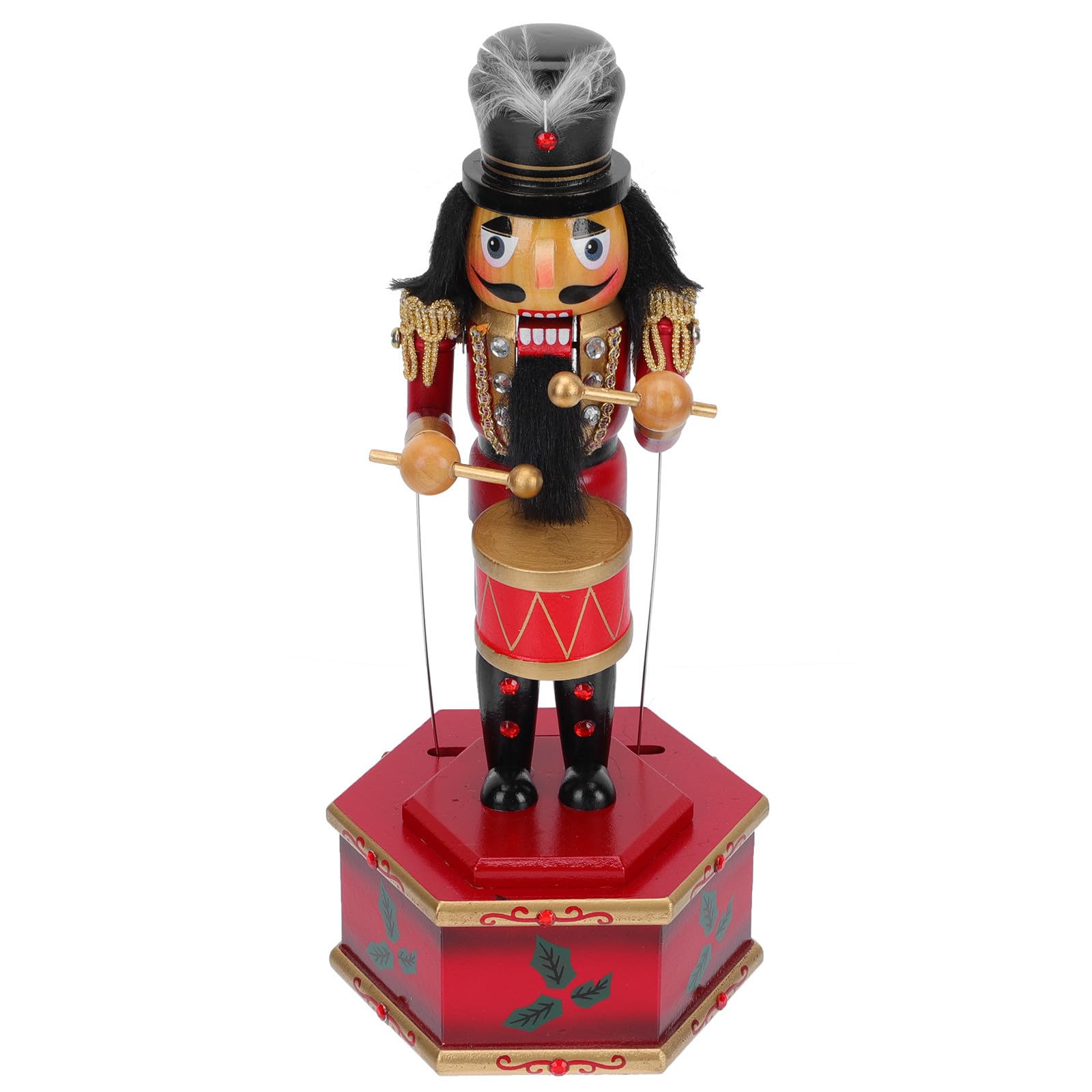 Caja musical cascanueces de madera negra para adorno navideño de mesa y hogar
