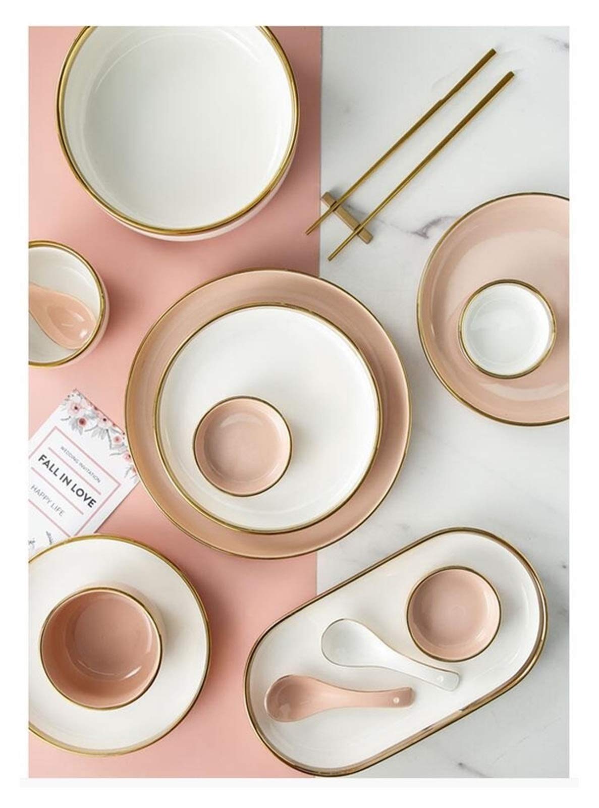 Vajilla - Platos y cuencos de cerámica para restaurantes y bodas, estilo europeo para 4 personas