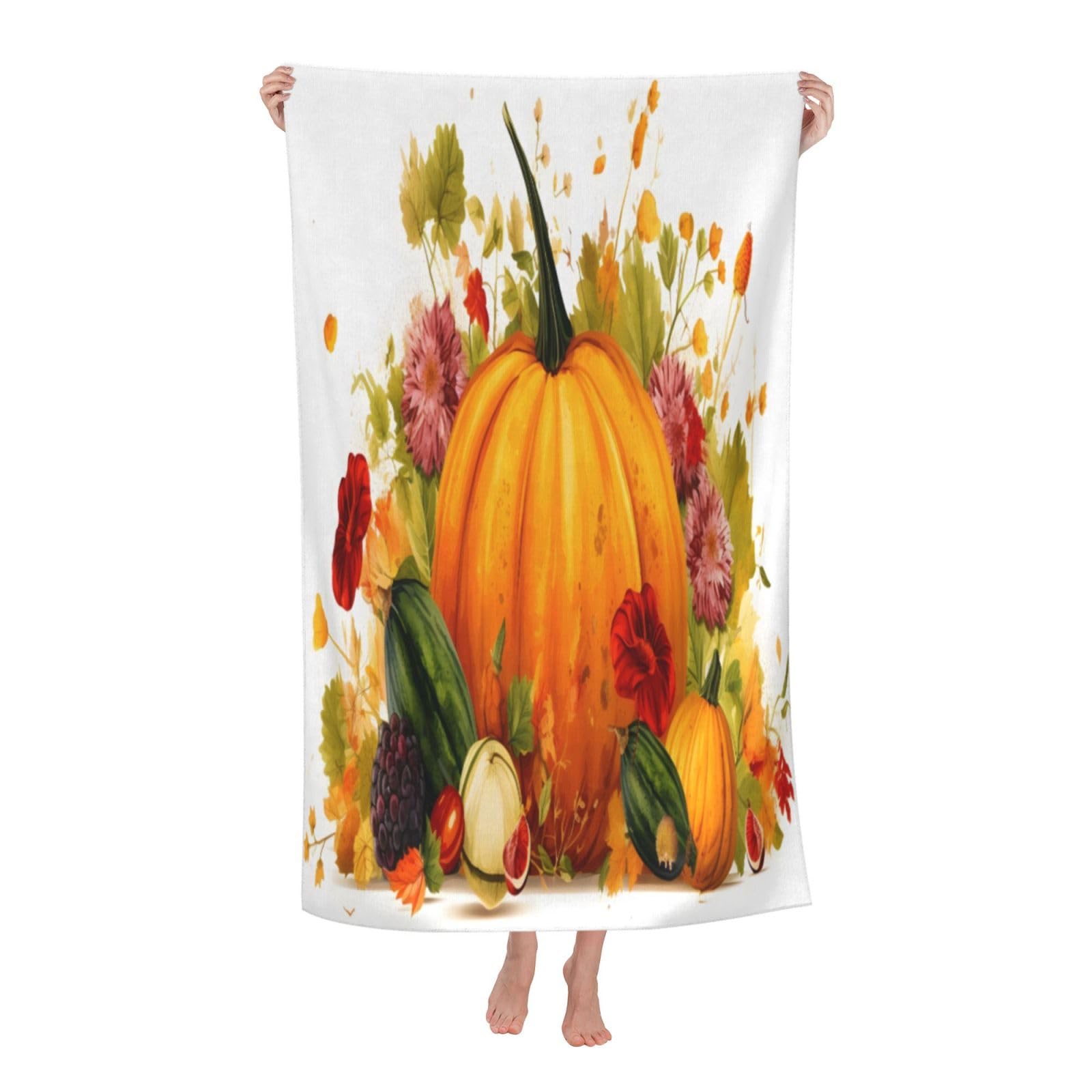 LSRCPD Beach Towels Happy Thanksgiving Day 2 Swim Bath Camping Swimming For Men Women 80X130Cm