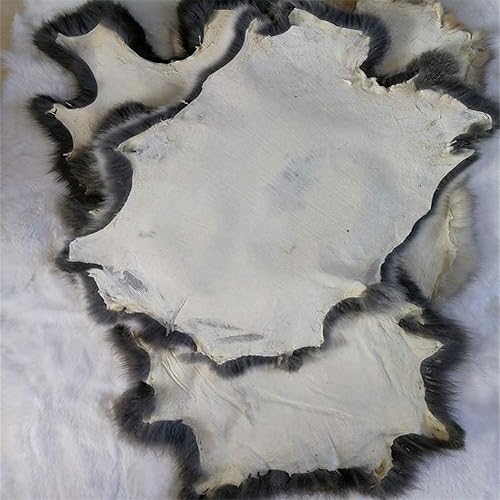Miniatura 4 de Piel de piel de conejo gris natural (10 x 14 pulgadas con cuero de calidad de costura) Peleles de conejo curtidos profesionalmente suaves, 2 unidades