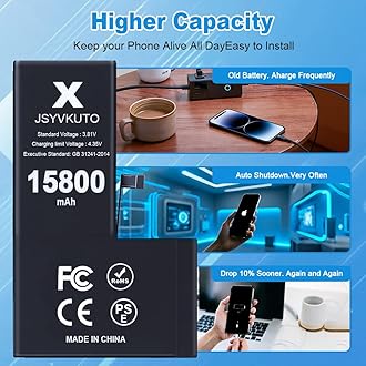 15800mAh Battery for iPhone X, New 0 Cycle Upgraded Higher Capacity Replacement Battery for iPhone X with Full Set Repair Tool Kit, Model A1865, A1901, A1902