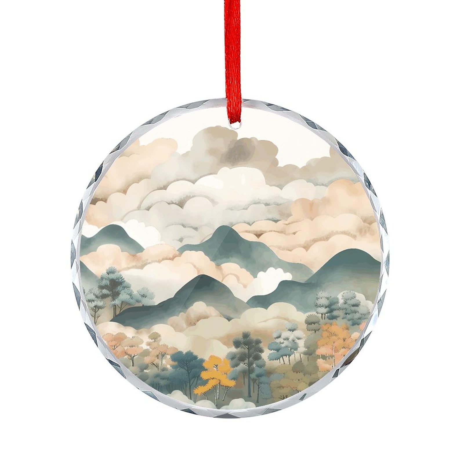 Btcowzrv Style Hand Drawn Diagram Round Ornament Hanging Pendant Decor