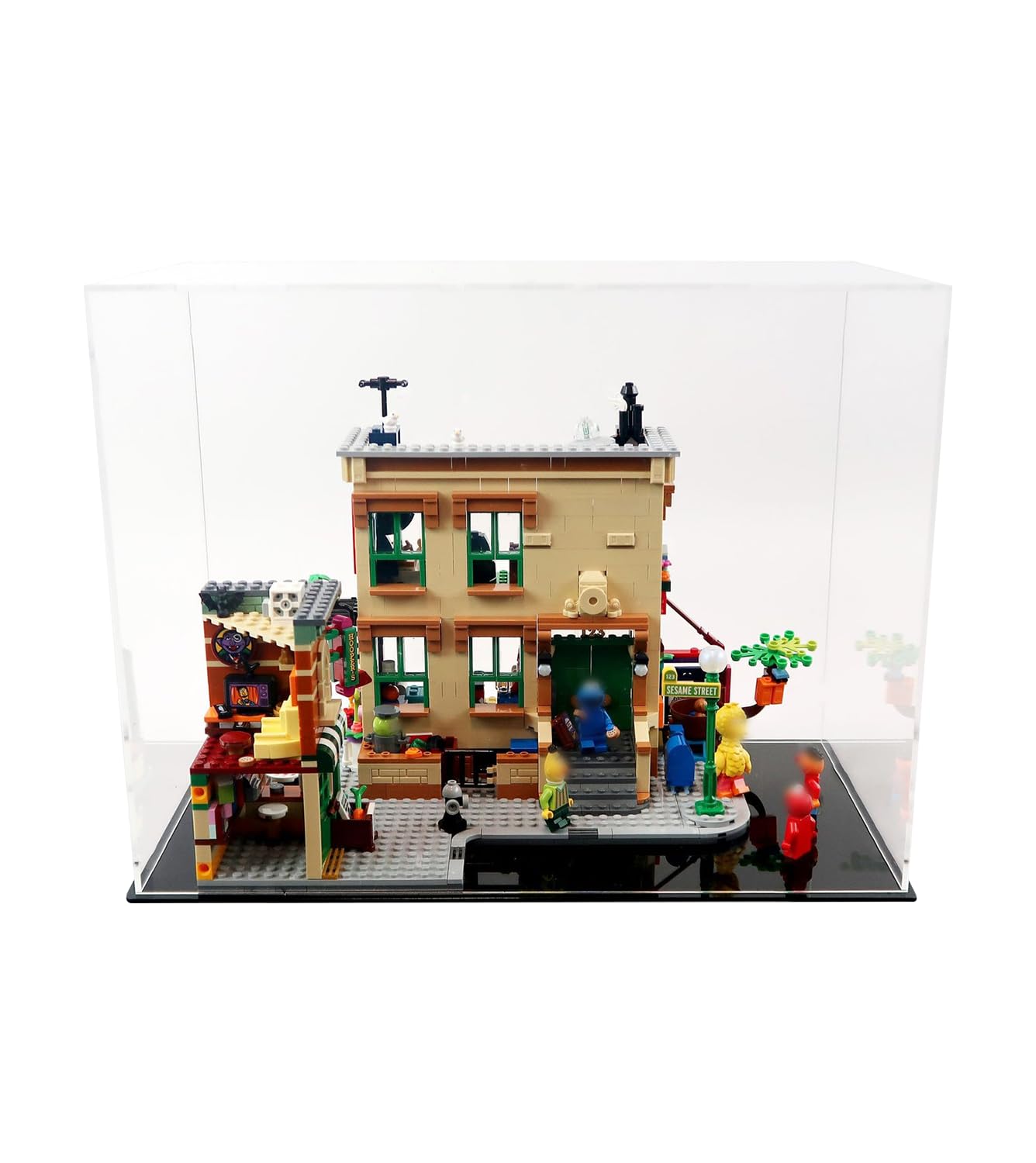 Acryl Display Vitrine für LEGO Ideas 123 Sesamstraße 21324, Staubgeschützte Aufbewahrung und Organisation Vitrine für LEGO Modell, Größe: 39x29x25 cm (Nur Acryl Vitrine)