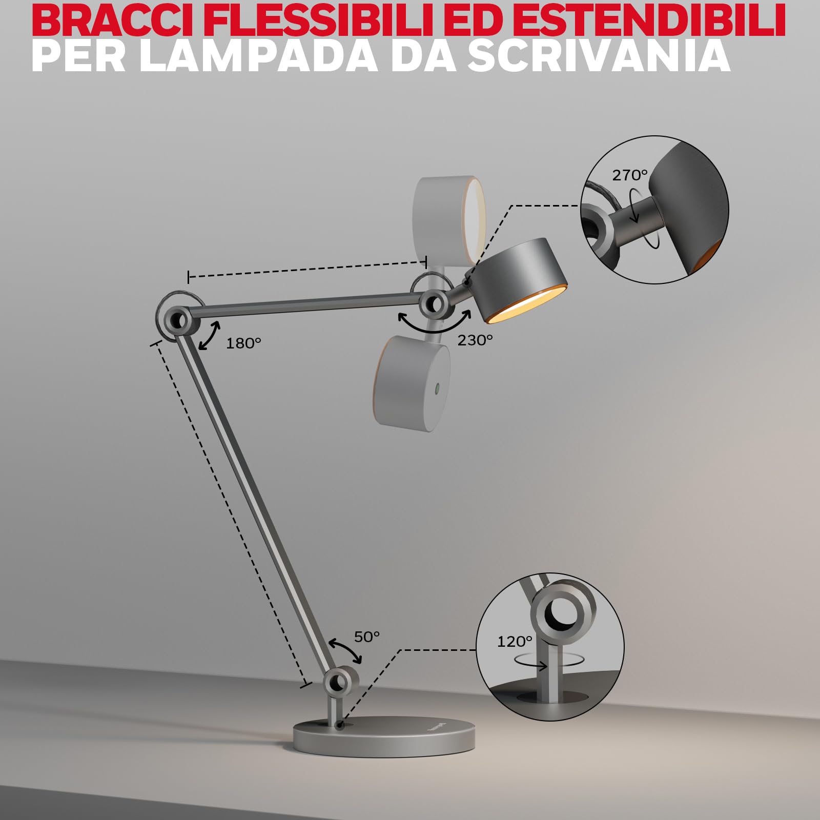 Honeywell Lampada tavolo LED 01A Sunturalux braccio snodato per artigianato | 4000K luce diurna, CRI≥95, RG0 bassa luce blu, lampada da tavolo per architetto, protezione occhi
