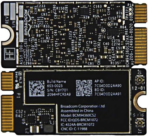 BCM94360CS2 WiFi Bluetooth Airport Wireless Card Replacement for MacBook Air 11" A1465 (2013, 2014, 2015) 13" A1466 (2013, 2014, 2015, 2017) (661-7465, 661-7481, 653-0023)