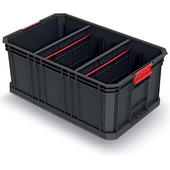 kistenberg transport box stacking box tool box storage box modular box with dividers stackable load capacity up to 50 kg plastic black modular solution 520 x 329 x 210 mm