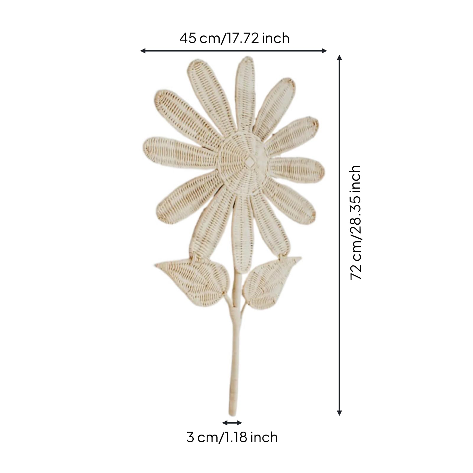 KiBcsLic Adorno Ratán con Forma Flor Boho Mimbre Redondo coración para Hotel, Blanco