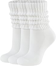CLOSEMATE Womens Scrunch Crew Socks Retro Soft Cotton Cozy Slouchy Socks for Sneakers Boot 3 Pairs