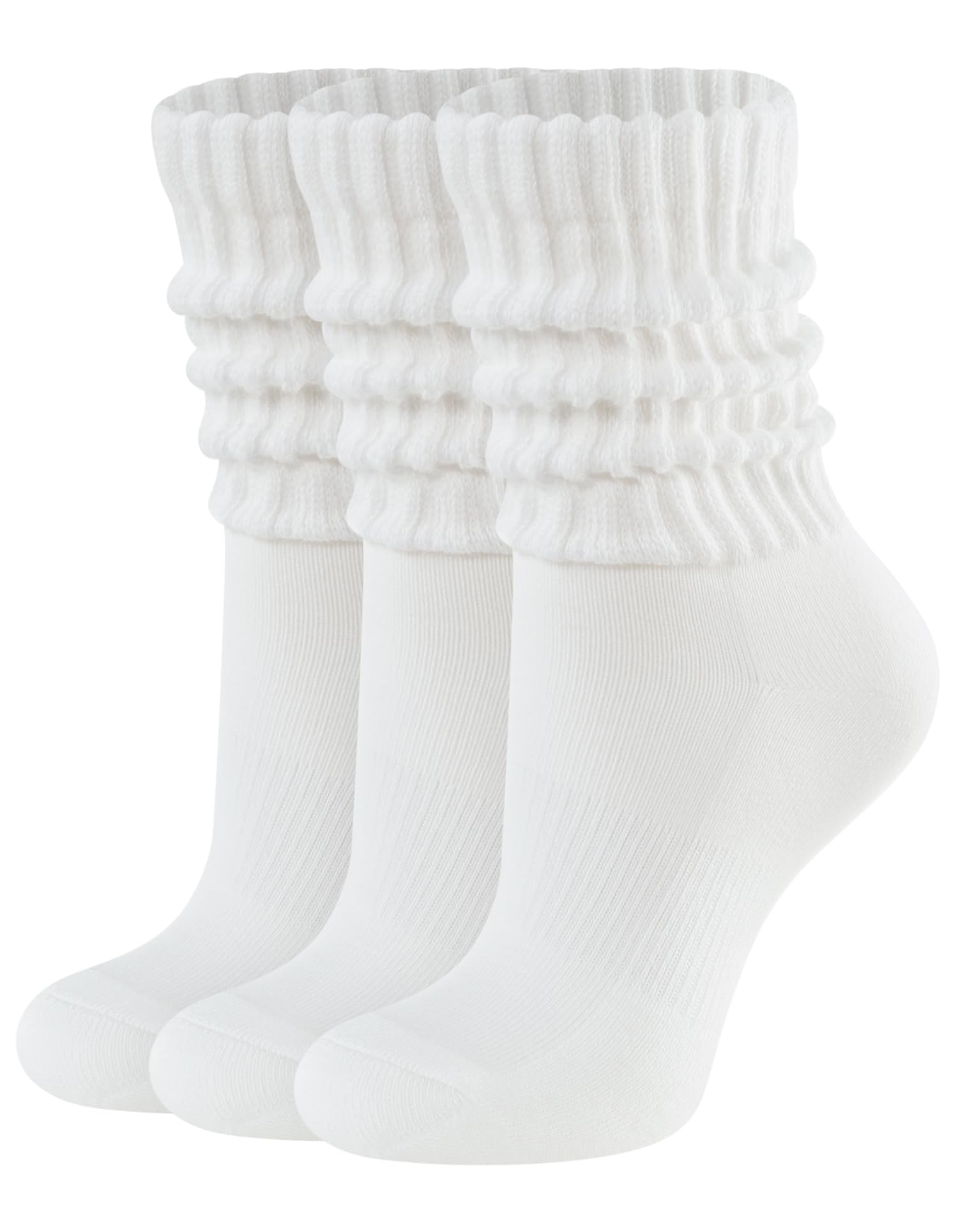 CLOSEMATE Womens Scrunch Crew Socks Retro Soft Cotton Cozy Slouchy Socks for Sneakers Boot 3 Pairs