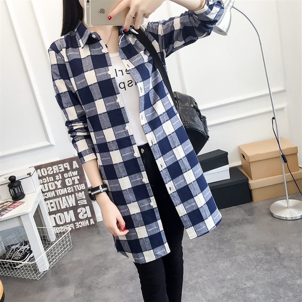 Red Flannel Plaid Blouses Female Tops 