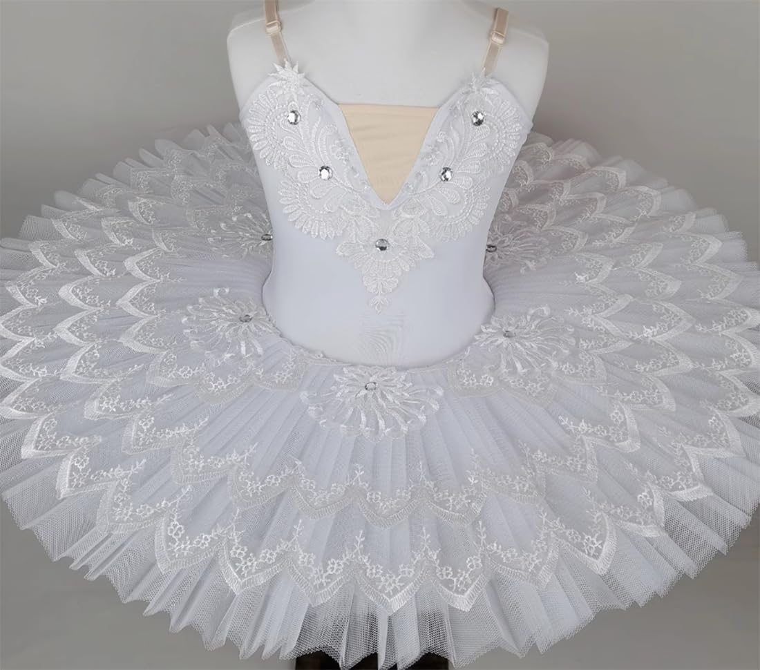 Tutú de Ballet para Niña Tutú Bordado con Lentejuelas para Niñas Vestido de Fiesta de Bailarina Vestido de Entrenamiento para Actuaciones(150Cm)