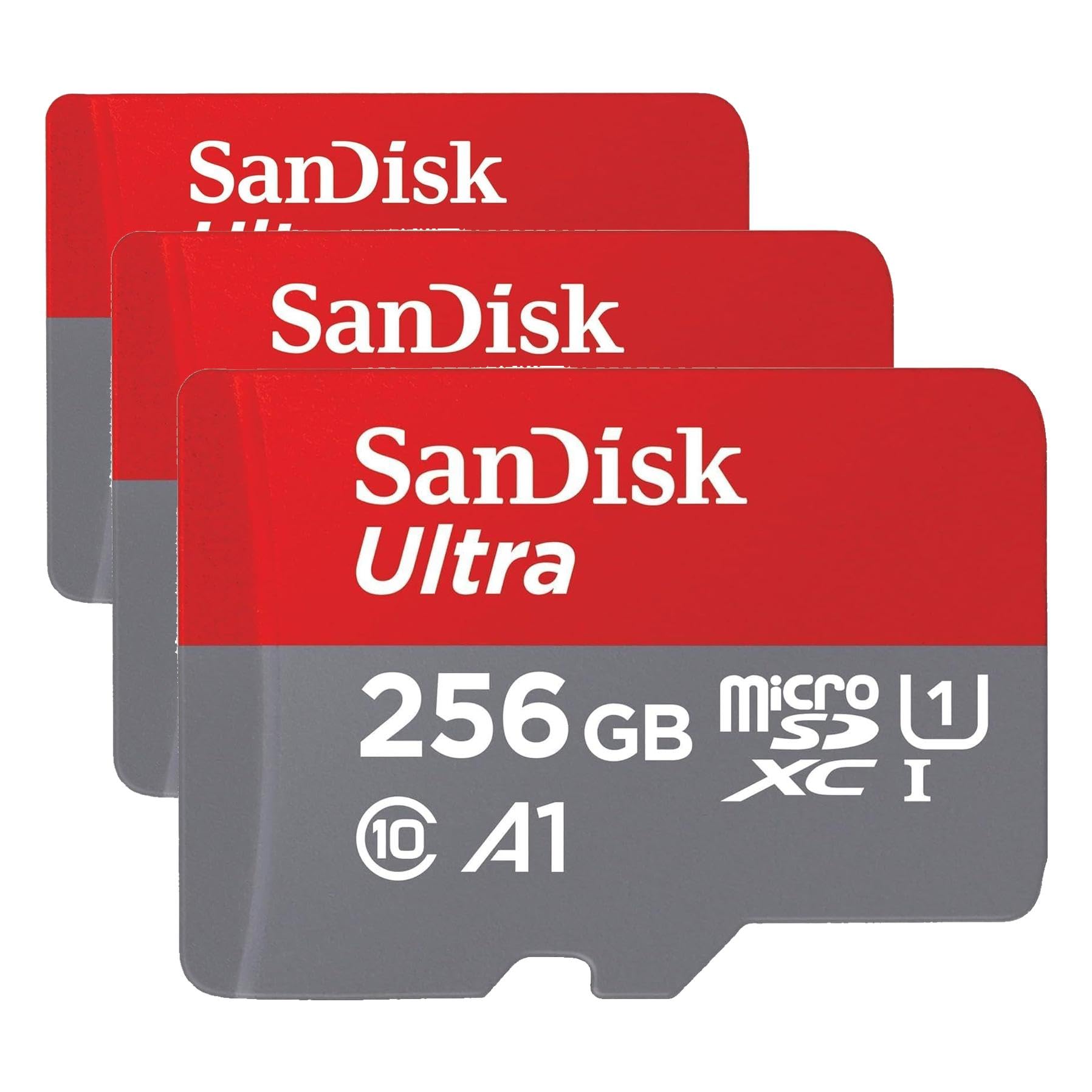 SANDISK 256GB Ultra microSDXC UHS-I Memory Card with Adapter - Up to 150MB/s, C10, U1, Full HD, A1, MicroSD Card - SDSQUAC-256G-GN6MA (Pack of 3) Old Version 256GB (Pack of 3)