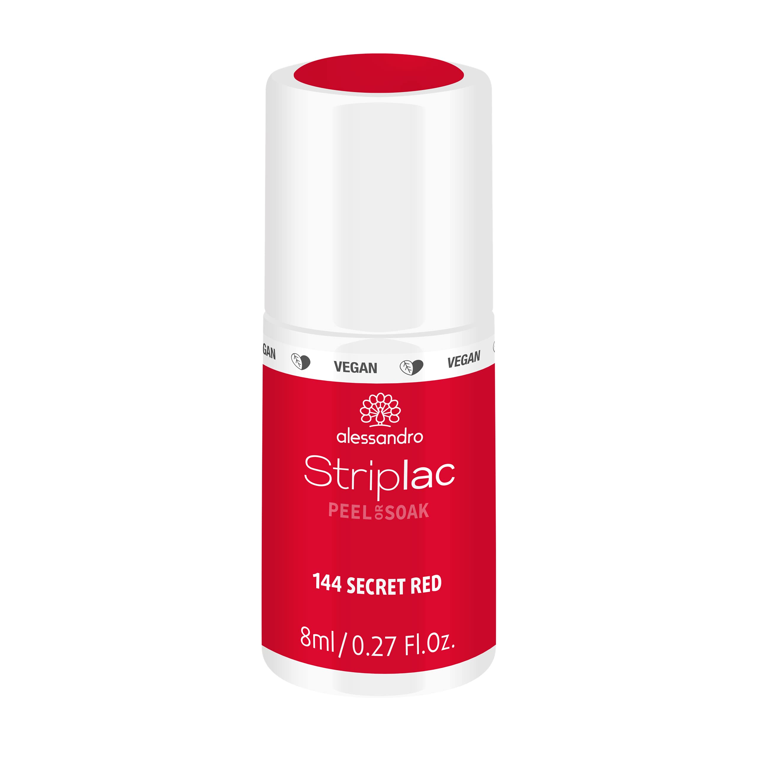 alessandro Striplac UV-Nagellack Secret Red – Schonend und langanhaltend – Einfache Entfernung dank Peel-Off-Technologie – Vegan und tierversuchsfrei – 8 ml