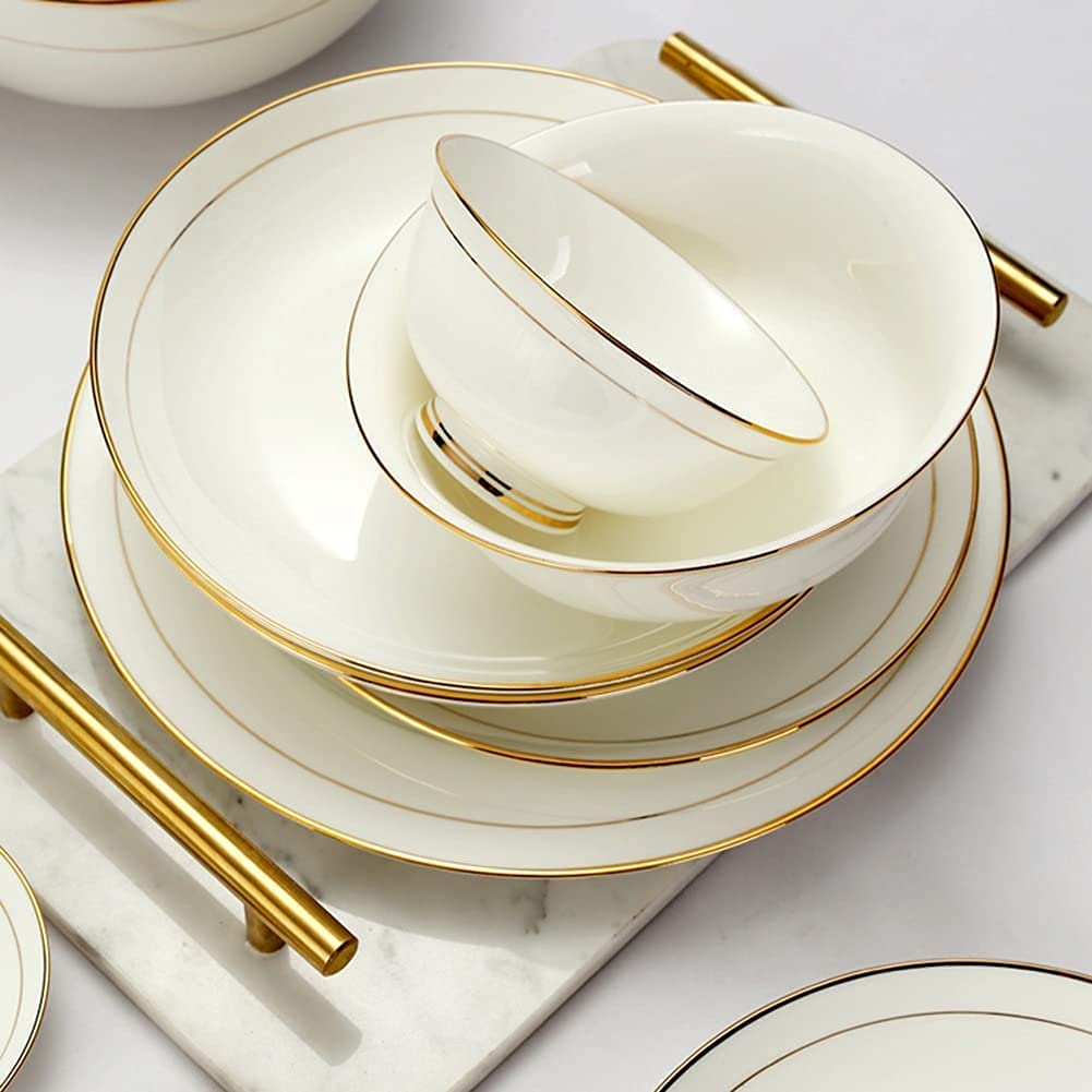 Amazon.co.jp: 32/58PCSセラミック食器セットボーンチャイナ食器皿