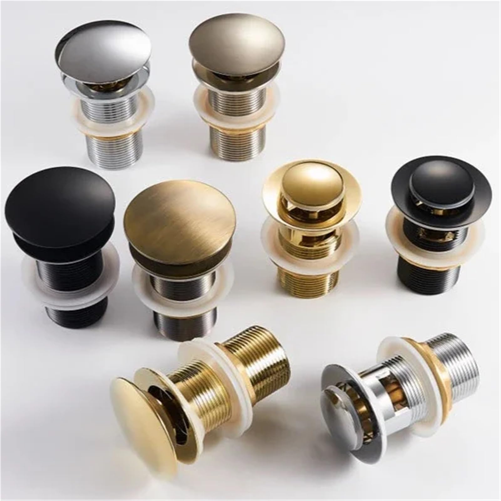 Desagüe desplegable negro para fregadero de baño, tapón de lavabo y sifón de residuos, accesorio de grifo, botón desplegable fácil de instalar, tubo de lavabo duradero (D2)