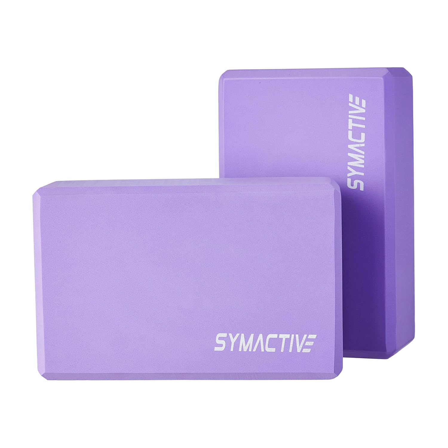 AMAZON BRAND - SYMACTIVE EVA FOAM YOGA BLOCKS | SET OF 2 | FOR STRENGTH, BALANCE & FLEXIBILITY | ODOUR RESISTANT | Purple 9L X 6W X 3H Inch, Set of 2