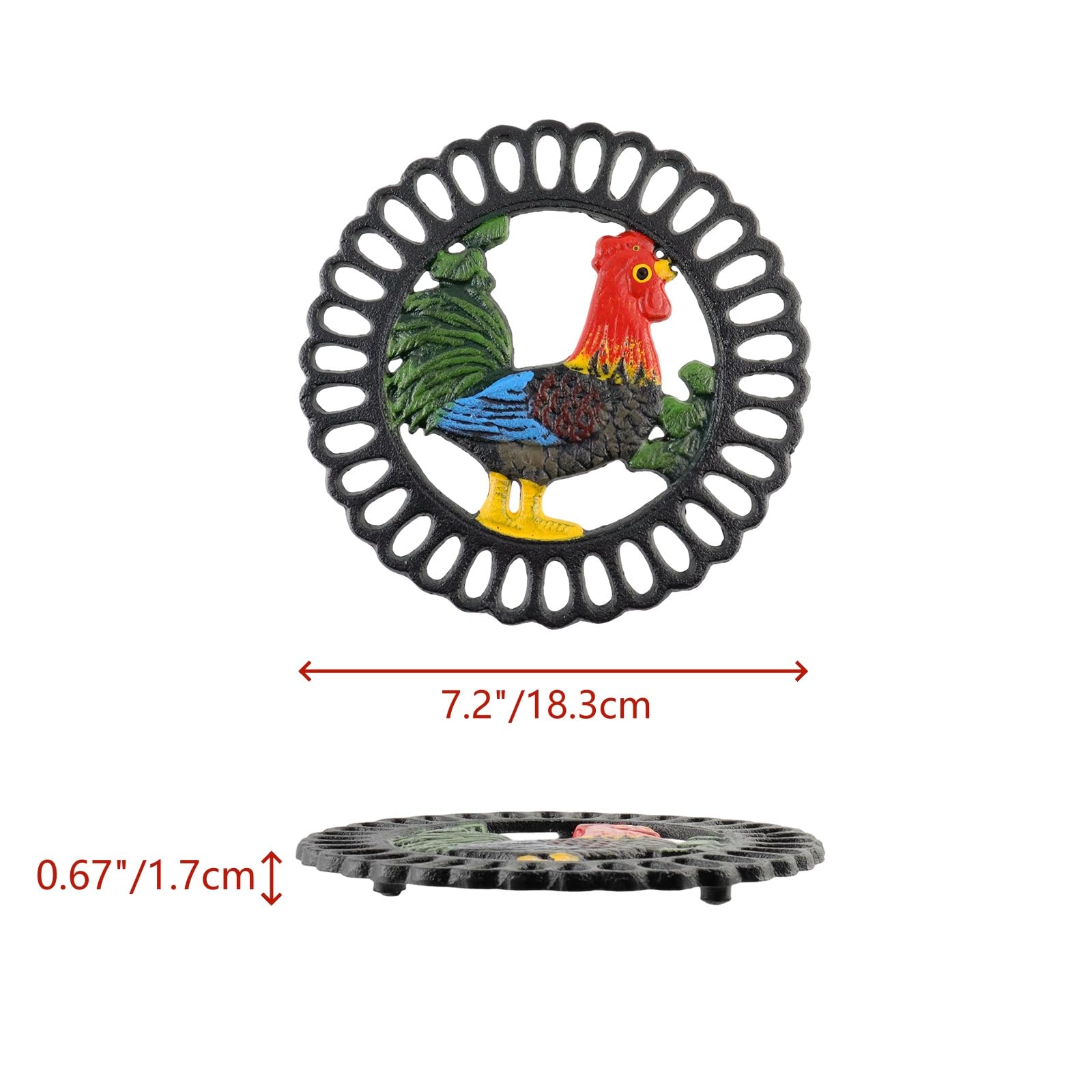 Dessous de plat rond en fonte pour casseroles chaudes, 18,3 cm
