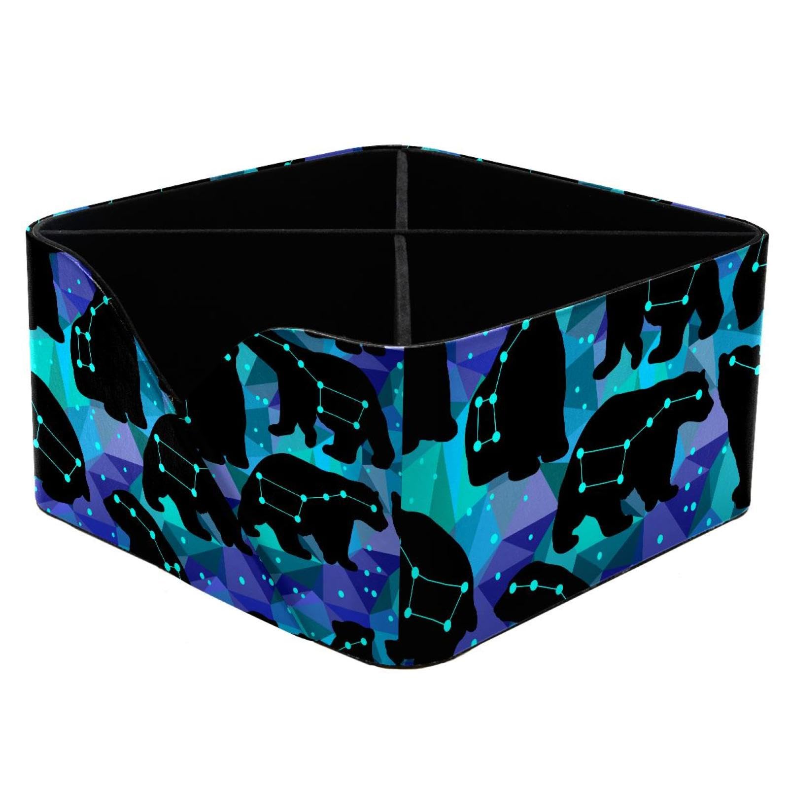 KengjuTesu Ursa Major and Silhouettes of the Bears Geometric Pattern Desktop Organizer Pen Holder, Rectangular Pencil Cup for Office, Study and Makeup Stations