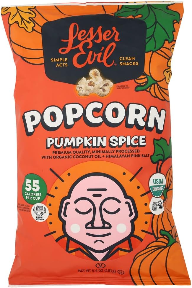 LESSEREVIL Organic Pumpkin Spice Popcorn, 6.4 OZ