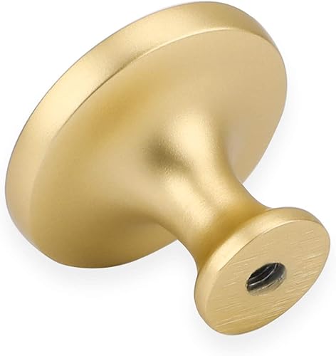 Miniatura 10 de Haliwu Paquete de 10 pomos de latón cepillado para gabinetes de cocina, tiradores redondos para cajones para baño, cocina y dormitorio