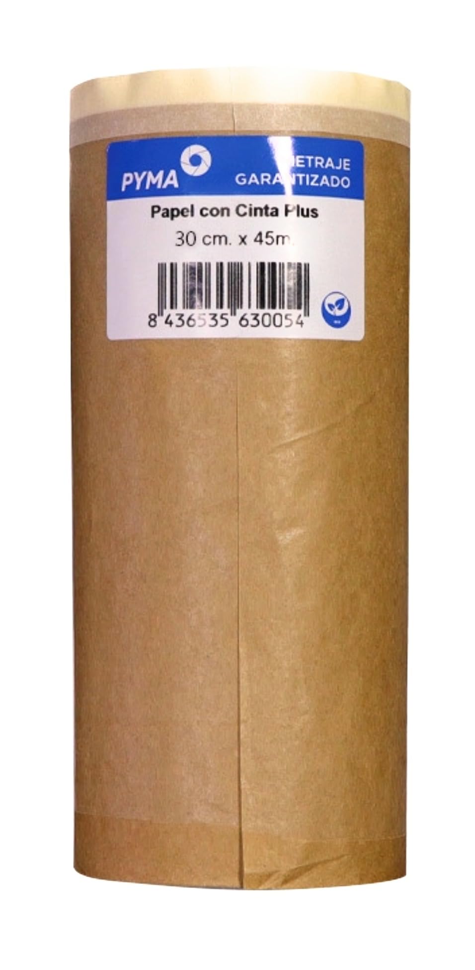 Pyma, Papier avec ruban, 30 cm x 45 m, ruban de masquage avec papier protecteur 2 en 1, idéal pour les travaux au pistolet et au rouleau.