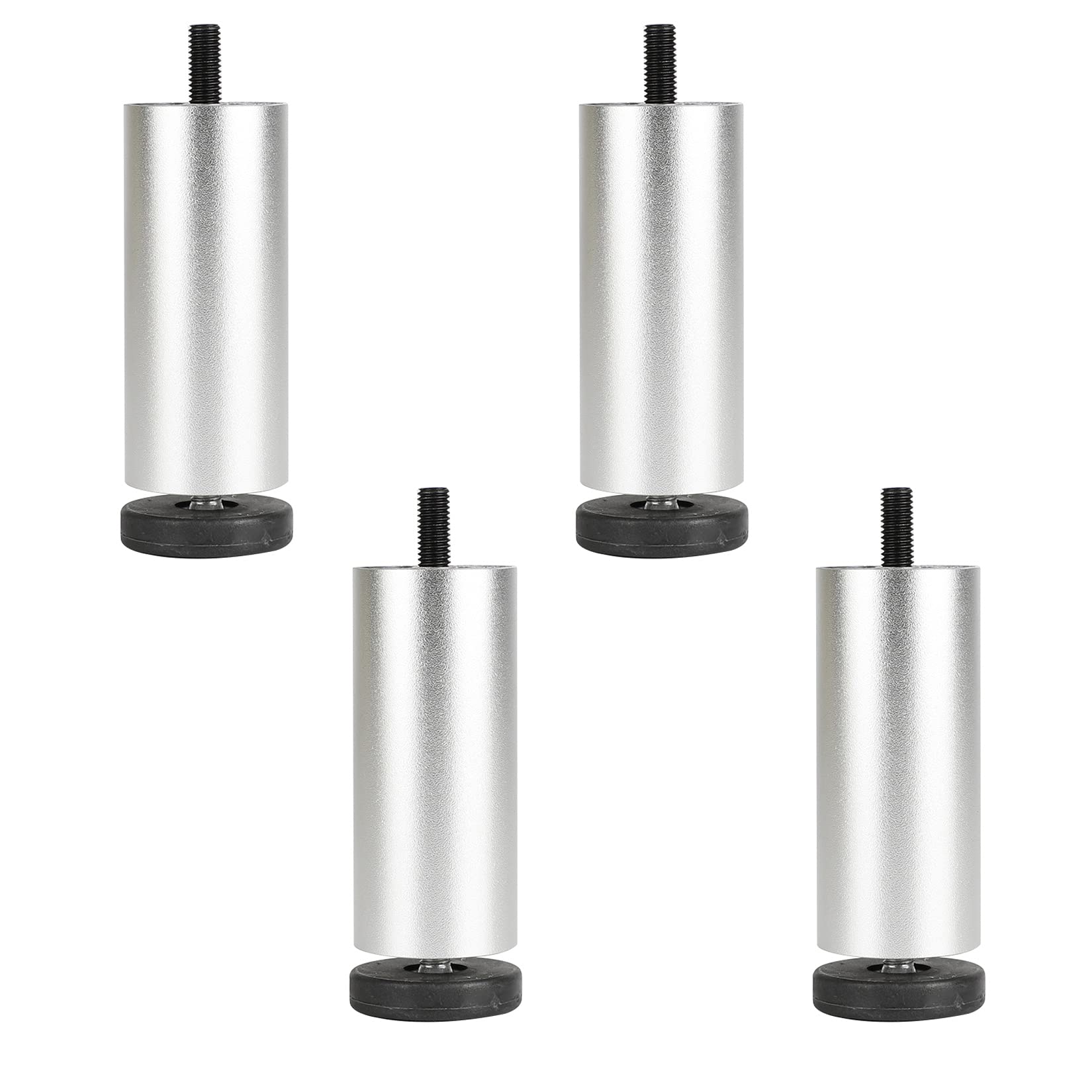 4 patas ajustables de aluminio plateado para gabinete, 10 cm de altura, personalizables, 0,8 cm, ideal para soporte de baño y muebles, patas versátiles para mesas y armarios