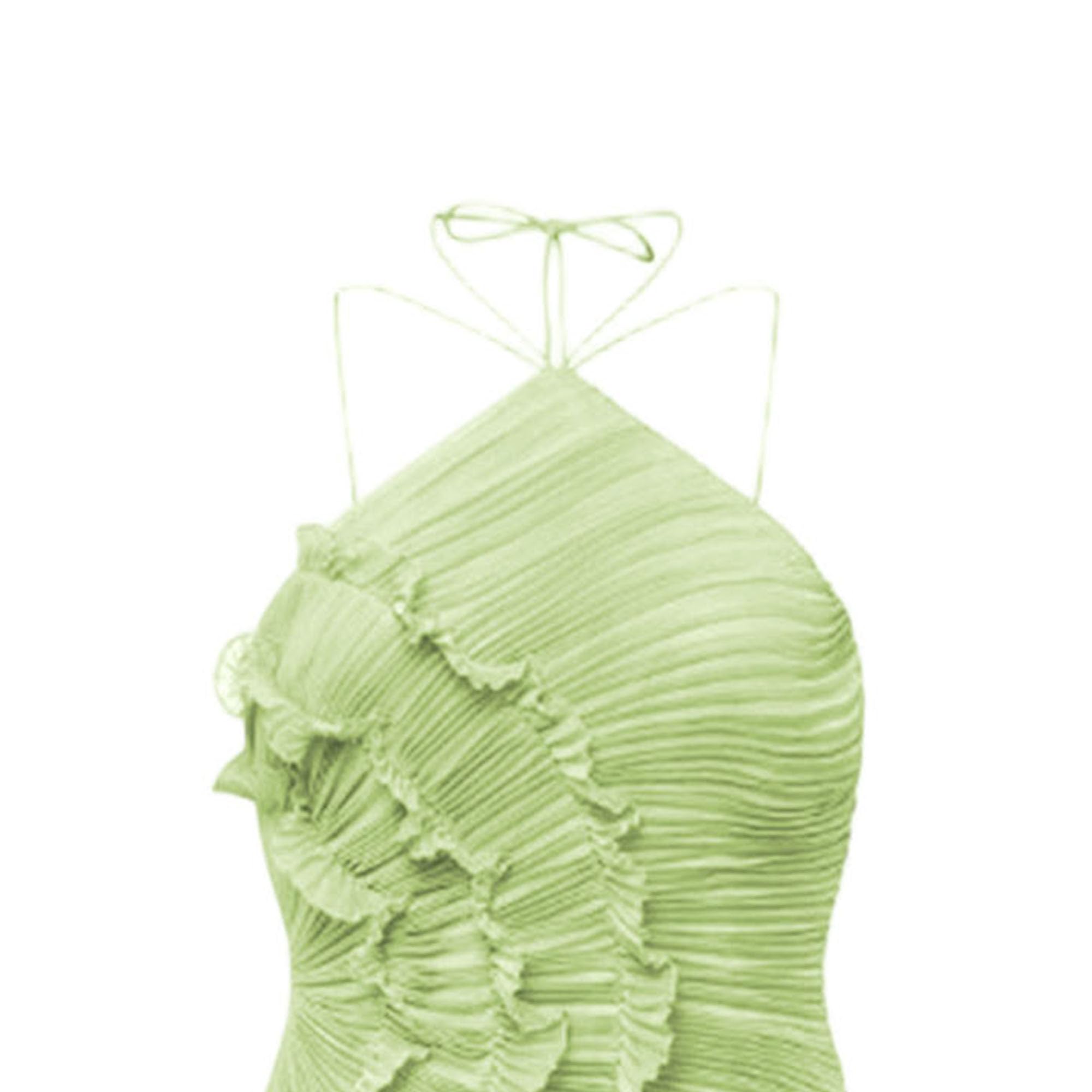 Robe longue dos nu à volants sans manches élégante style fluide pour femme