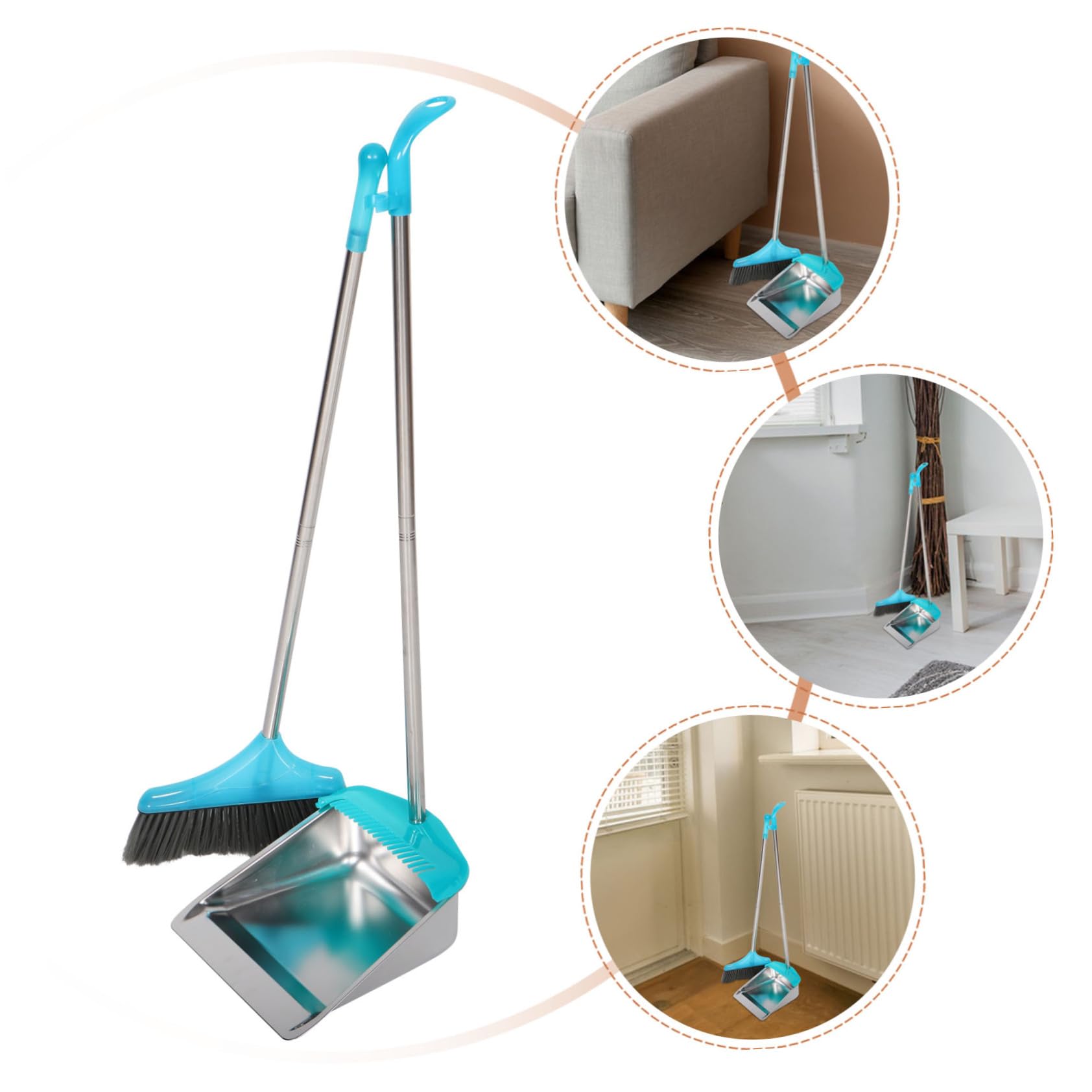 Alipis Recogedor Metálico de Acero Inoxidable con Mango Largo, Ligero y Fácil de Usar, para Limpieza Hogar y Oficina,