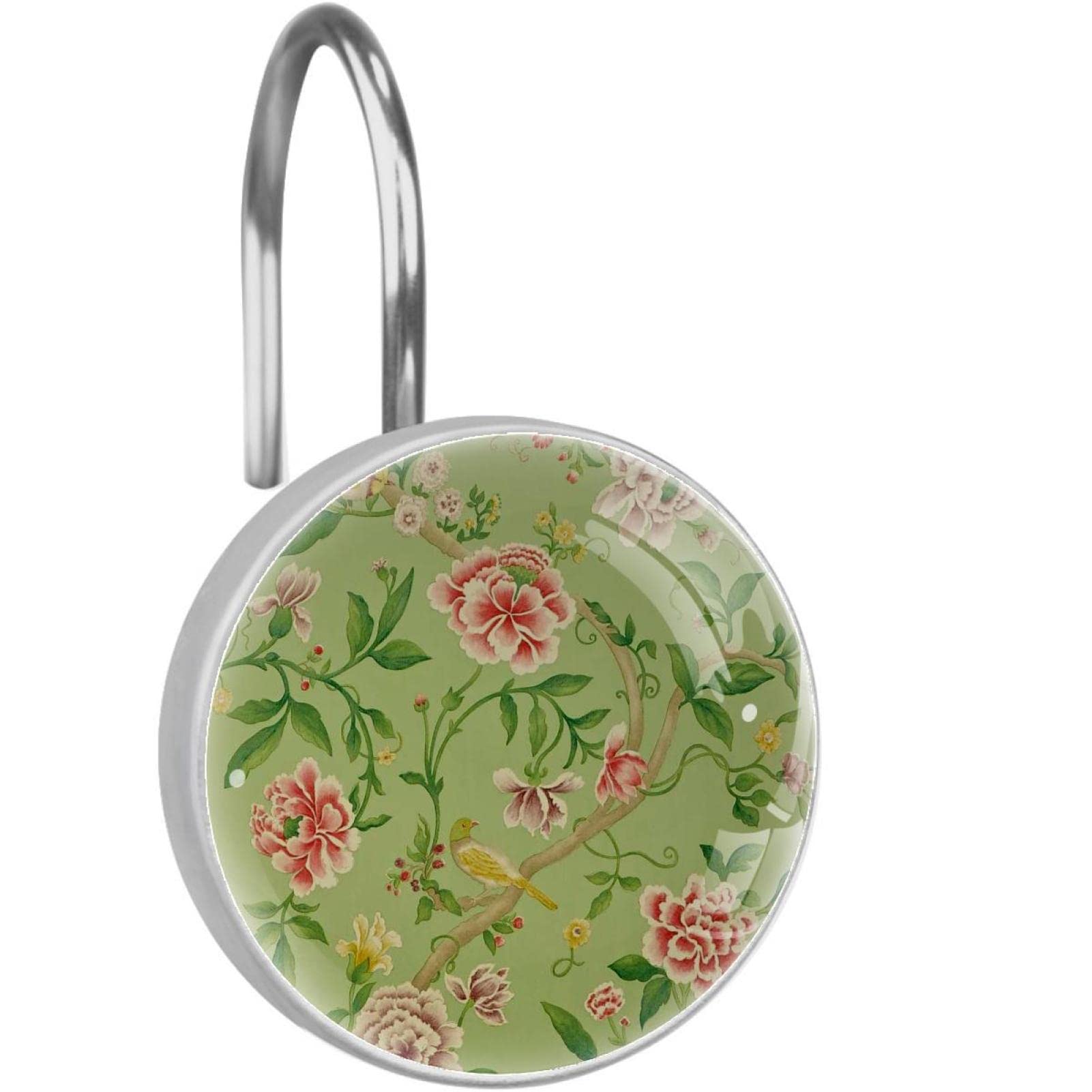 Anneaux de douche inox finis les rideaux bloqués avec les crochets floraux lot de 12