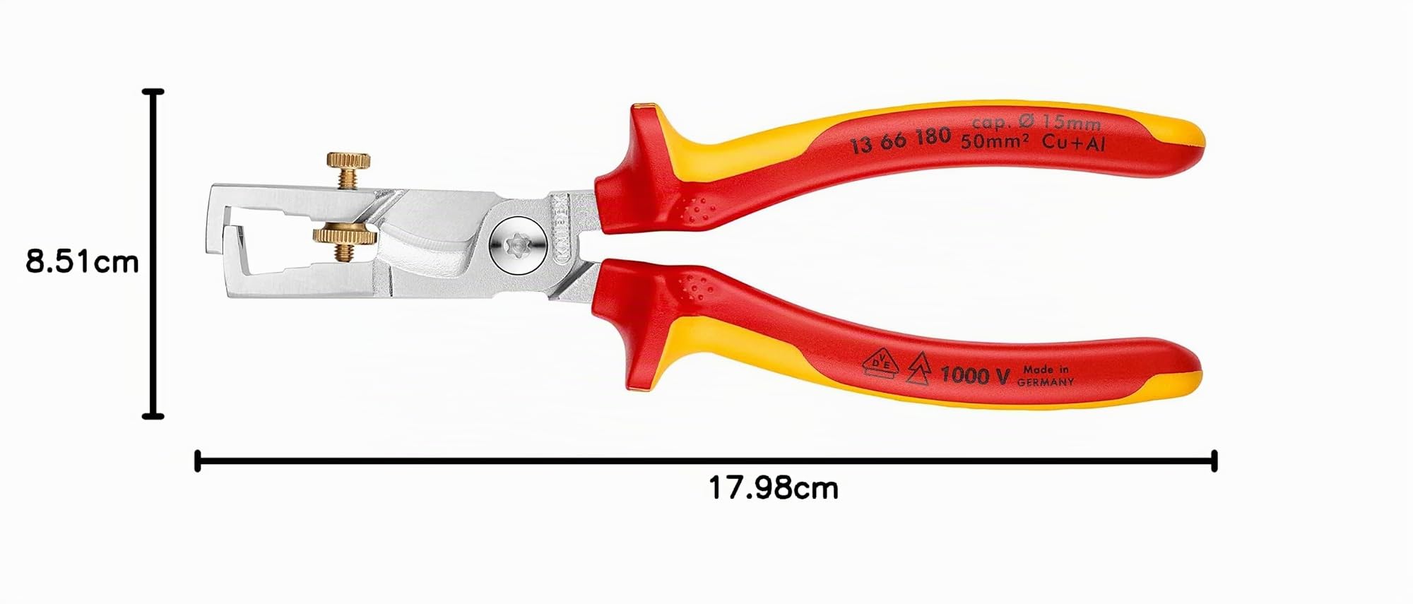 KNIPEX StriX Pinze spelacavi con cesoia per cavi in, 13 66 180 SB | confezione Self-service cromata isolati con manici rivestiti in materiale