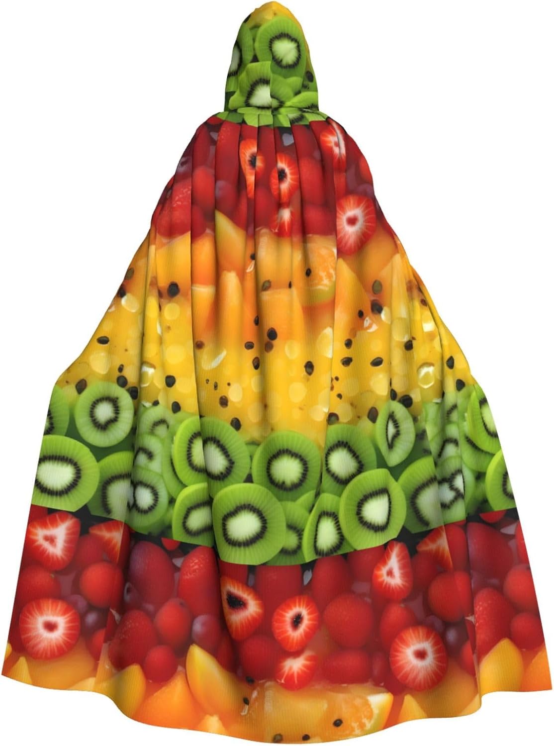 Fresh Fruit Men Women Halloween Role Play Party Decoration Hooded Poncho Black