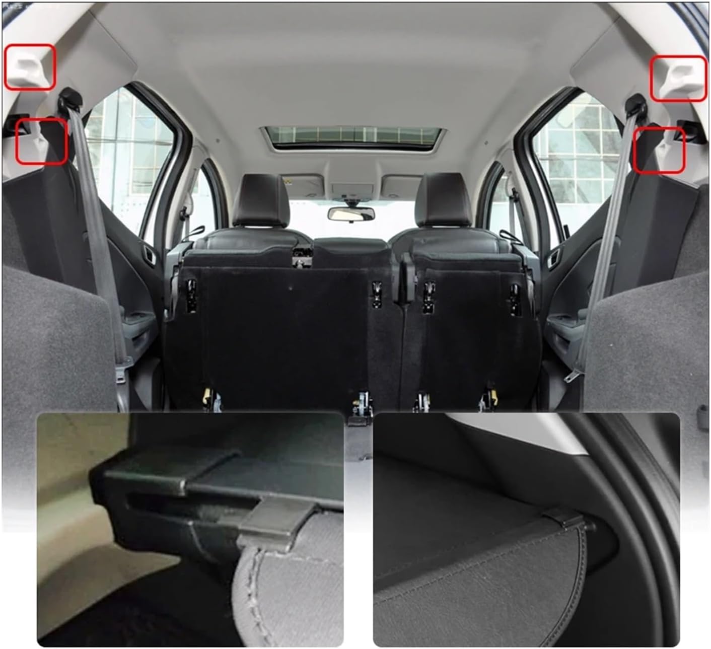 Compatible with Ecosport 2012 2013 2014 2015 2016 Retractable Trunk Cargo Cover Parcel Rack Waterproof Shield Privacy Auto Accessories(Leather) image 3