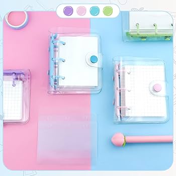 Creative Cute Transparent 3 Ring Mini Loose-leaf Hand Book Student Portable Notebook Ring Binder Kawaii School Supplies