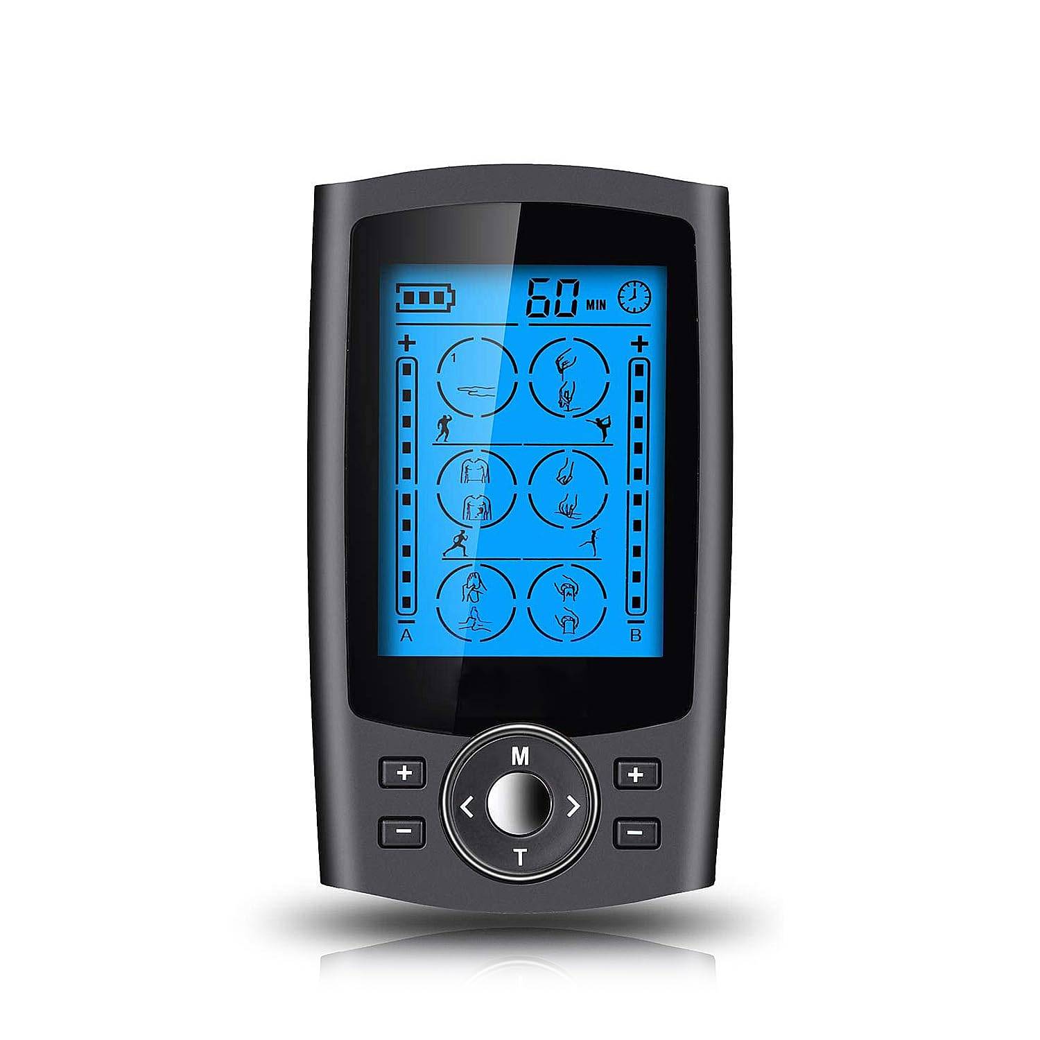 DAM EMS MHD-24 tragbarer Muskelstimulator, 24 Modi, 2 Dual-Kanäle, kompakte Größe, wiederaufladbarer Akku, 5 x 1 x 9,5 cm, Farbe: Schwarz