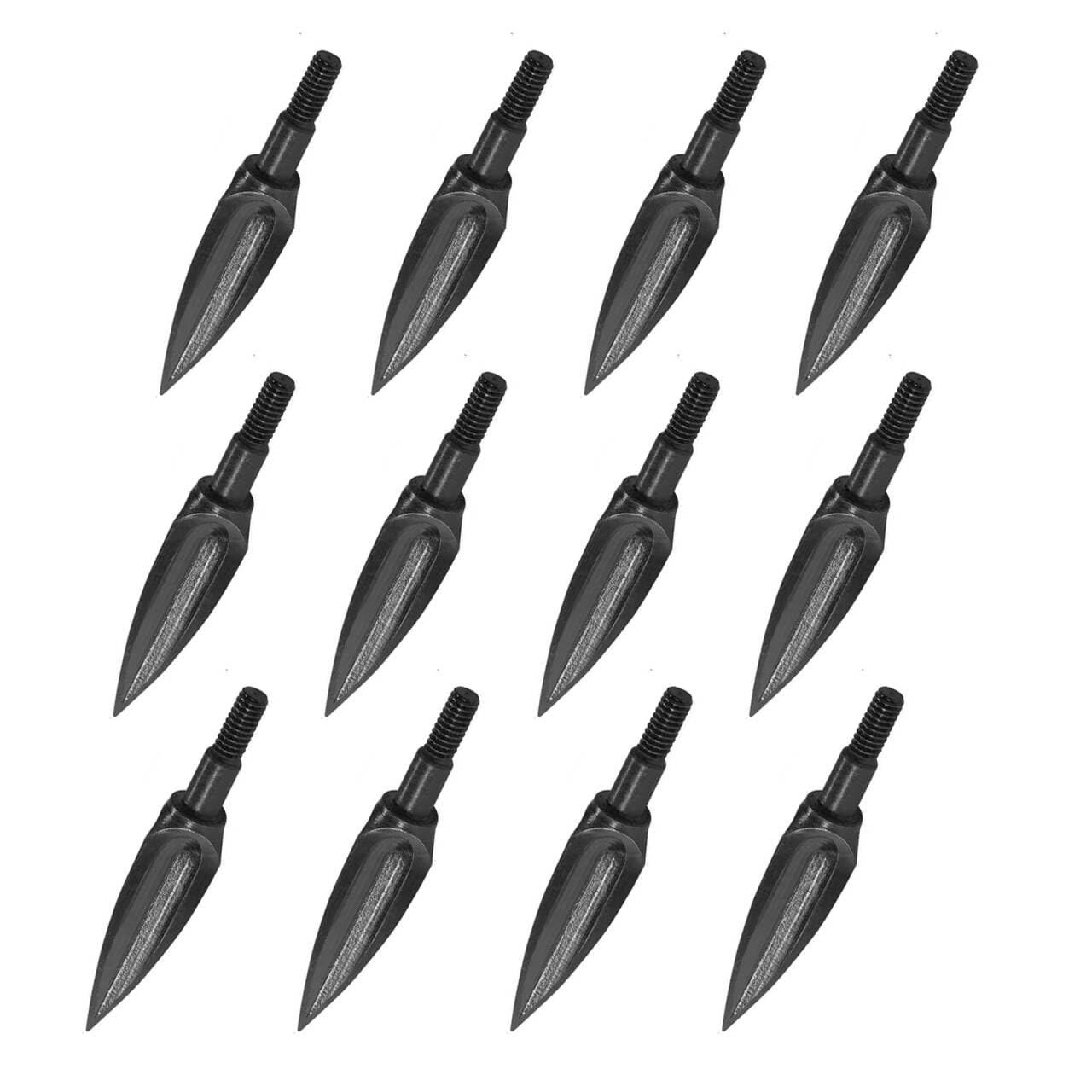 KURUGEILI 12 Pack 125 Grains Archery Traditional Broadheads Steel Points Screw-in Hunting Arrowheads Arrow Tip for Compound, Recurve Bow & Crossbow