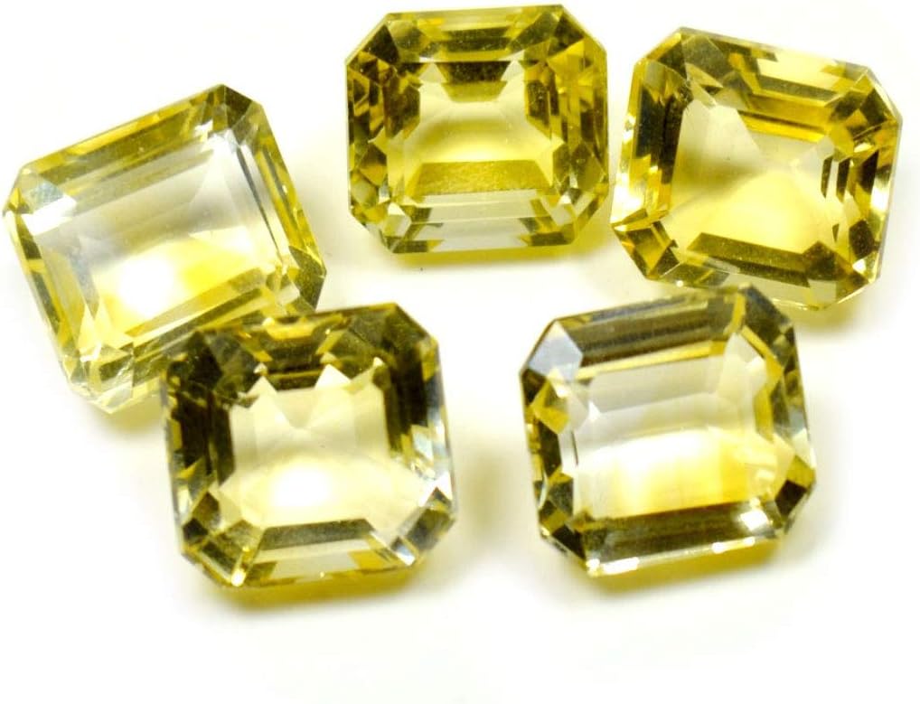 9X7 MM 5 Pcs Natural Citrine Loose Gemstone Square Shape Faceted Yellow Wholesale Stone Lot