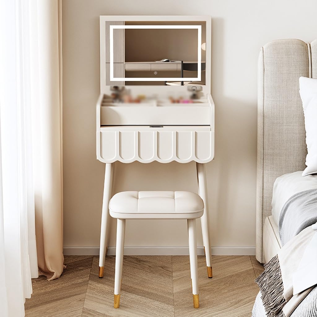 white christmas dresses Elegant Cream Dressing Table with Stool for Family-Friendly Storage dressing  table and chair