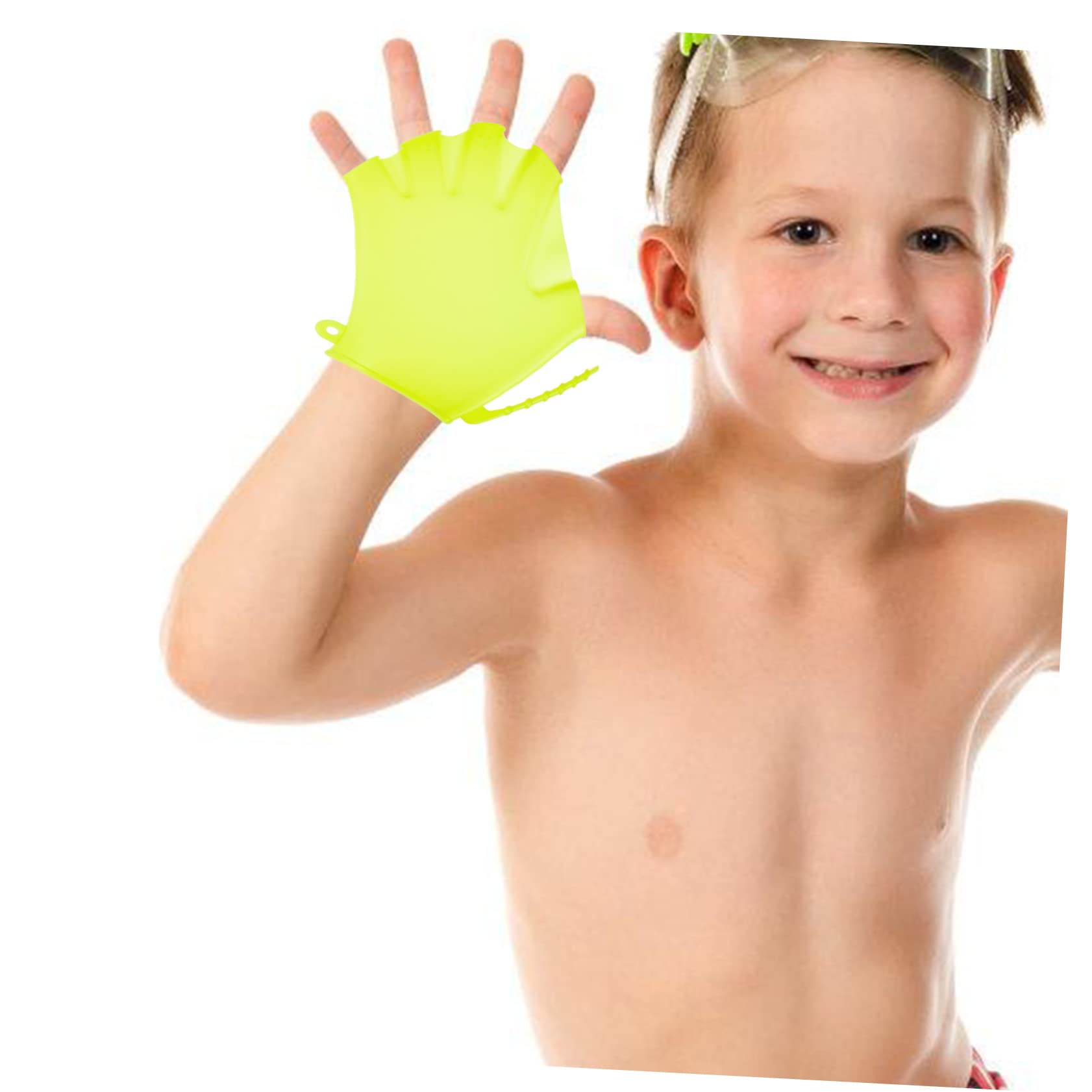 VANZACK 6pcs Silicone Swim Gloves for Boy Girl Webbed Paddles for Water Fitness Training Fluorescent Green Diving Supplies for Boys and Girls Comfortable Swimming Accessories