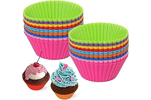 PECULA Reusable Silicone Cupcake Liners Muffin Baking Cups Pack of 36