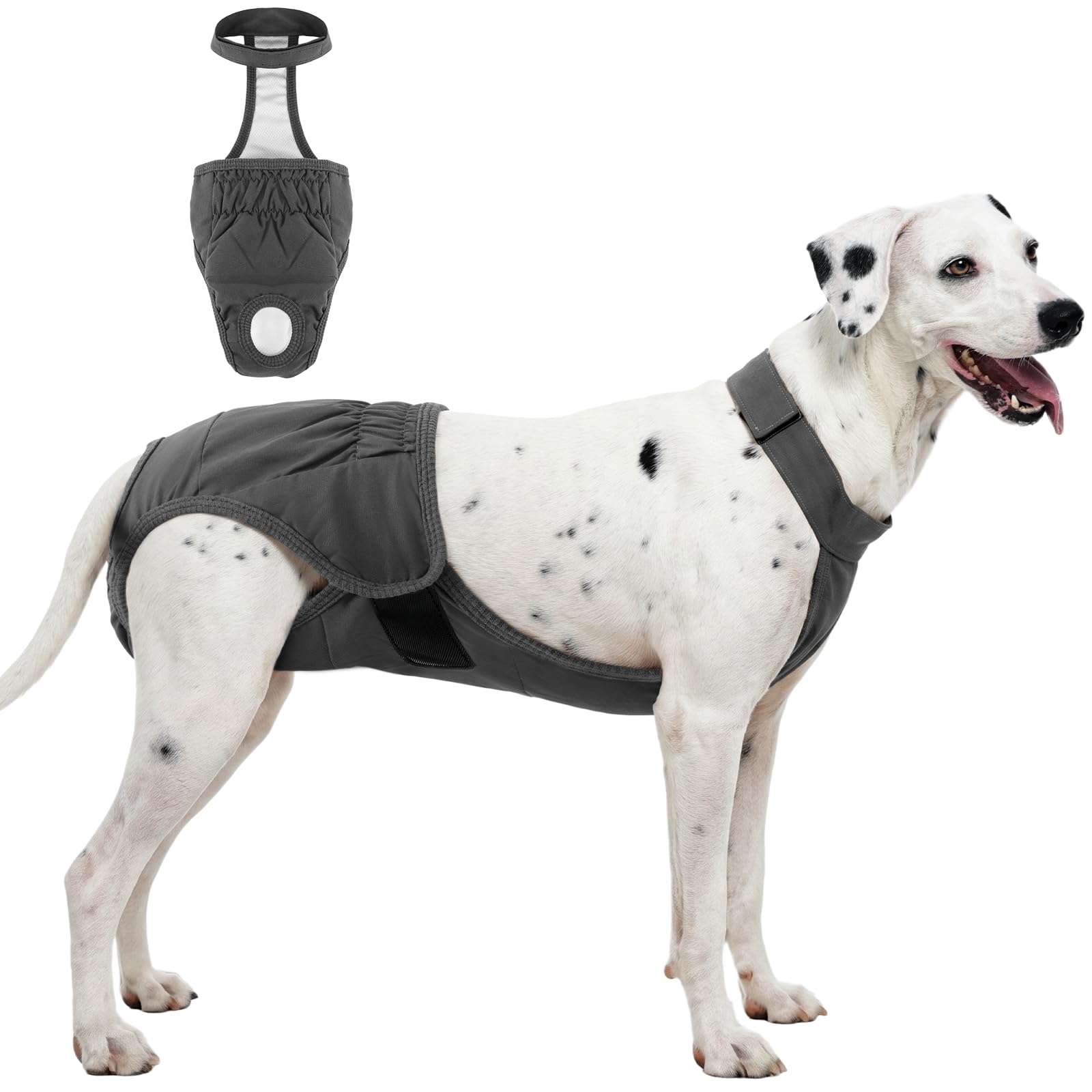 Kuoser Hundewindeln für Hündinnen, Waschbare Windeln für Hunde, Grau XL | Hundewindeln für Hündinnen & Rüden, wiederverwendbare & atmungsaktive Hundewindeln mit verstellbarem Klettverschluss