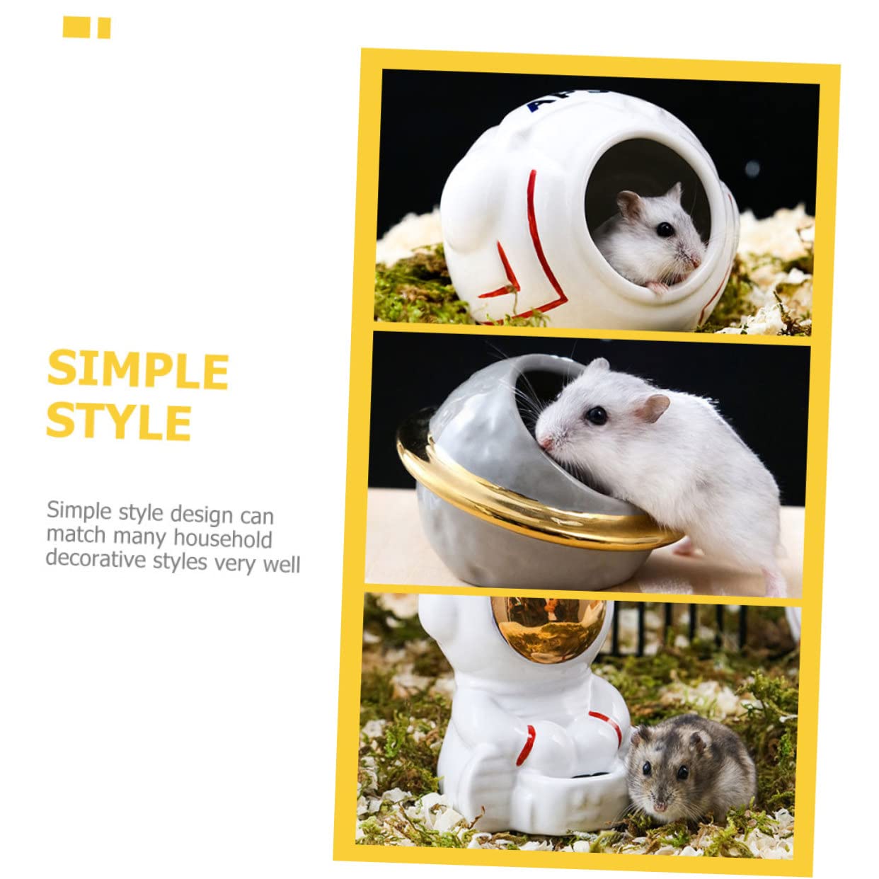 Gamelle pour Cochon d'Inde en Céramique, 1 Set, Forme Fusée | Cachette pour Hamster, Style Simple, Usage Domestique, Structure Pratique, Facile à Ranger