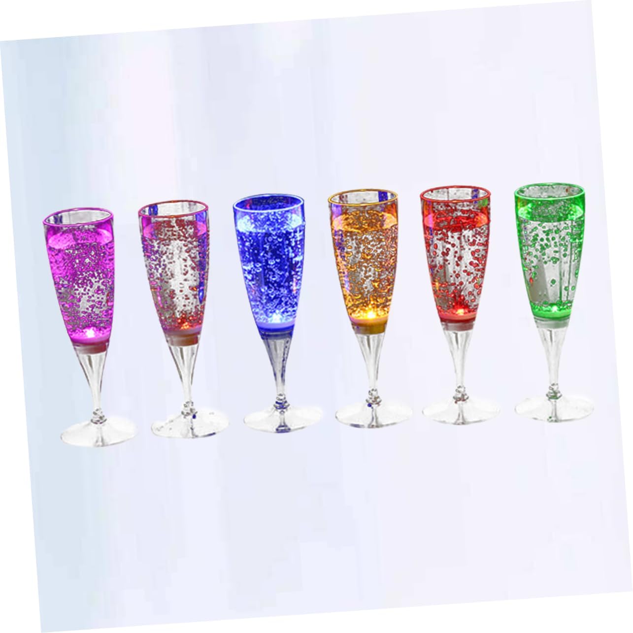 6 Pcs LED Light Wine Cups Liquid Activated Plastic Goblets for Festive Celebrations for Weddings and Parties Mixed Color