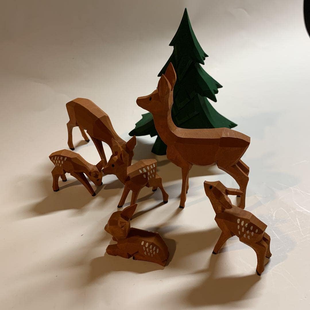 アトリエニキ ドイツ ハーン社 木彫り人形 鹿のファミリー アトリエ