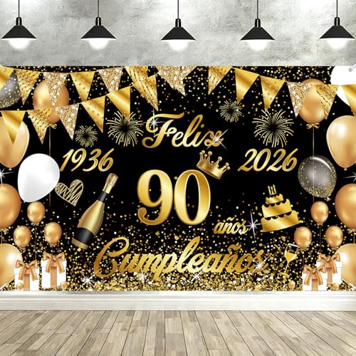 Pancarta Feliz Cumpleaños 90 Anos 1936-2026, Seutgjie Happy...