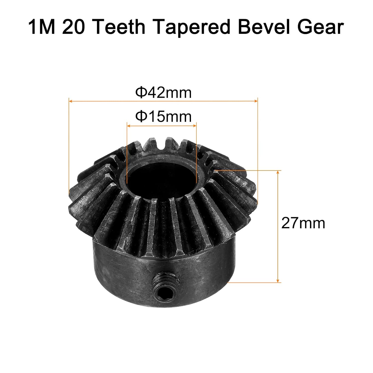 uxcell 4pcs Bevel Gear 2 Module 1:1 Reduction Rate 20T 15mm Hole Dia Bevel Pinion Gear, 90 Degree Steering Gear with Keyway for Hardware Mechanical Rotation