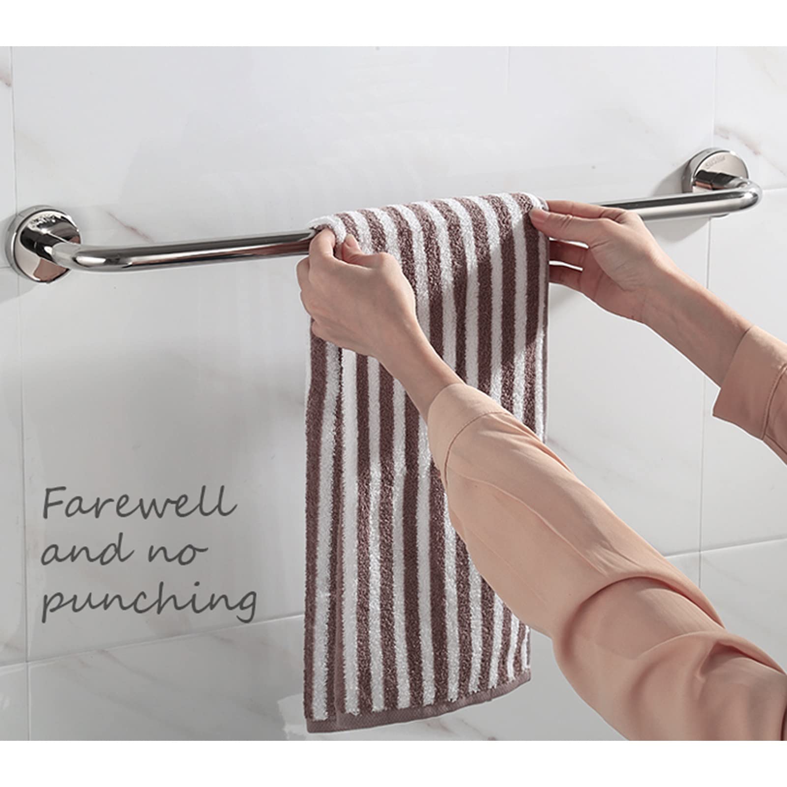 Handtuchhalter aus Edelstahl, einzelne Stange, polierter Handtuchhalter, runder Handtuchhalter für Bad und Küche, Größe: 30/40/50/60/70/80/90/100/110/120 cm, Silber (Size : 120cm)