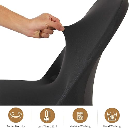 Miniatura 3 de ManMengJi Fundas para sillas plegables de elastano, 6 unidades, color negro, fundas ajustables universales para sillas para bodas, fiestas,