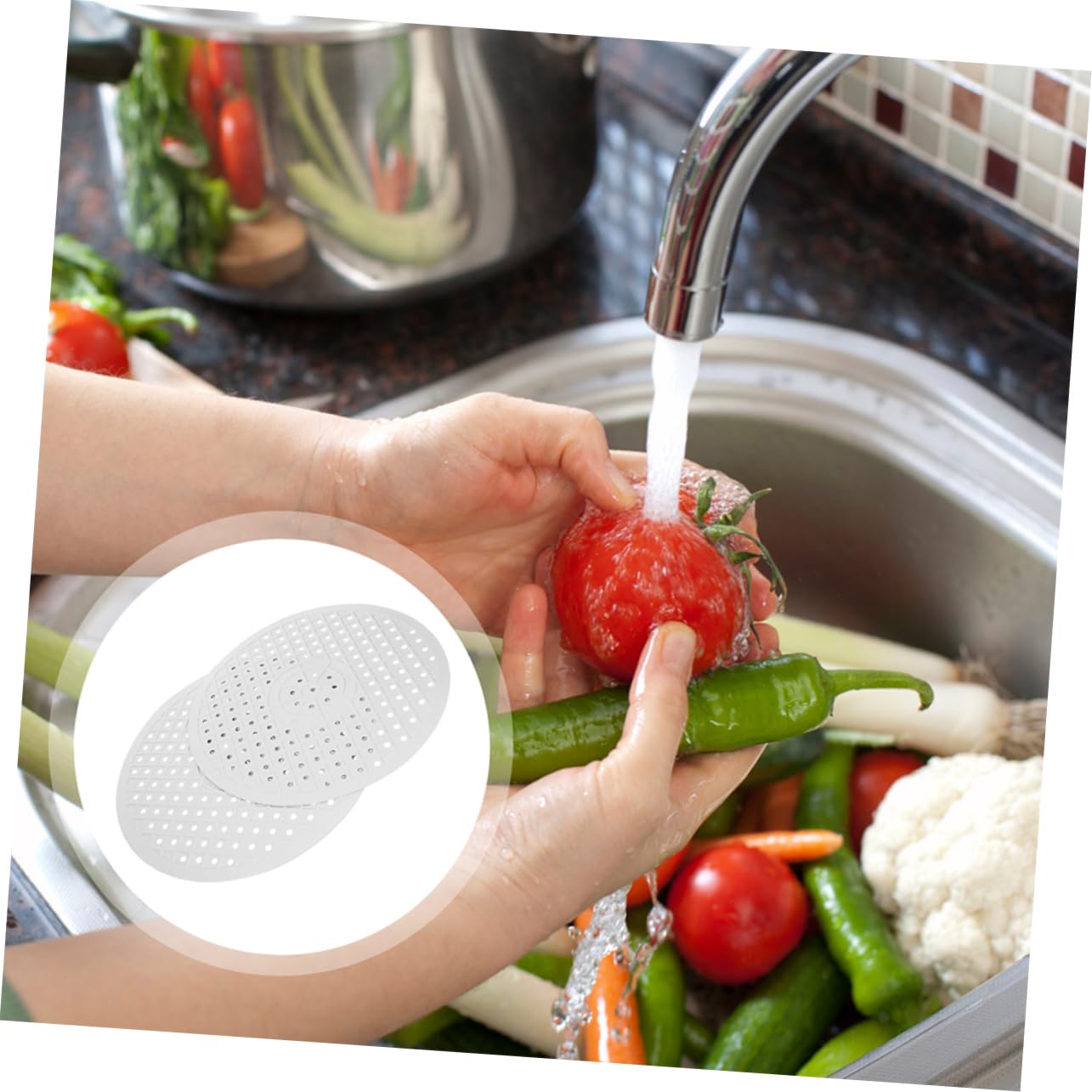 4pezzi Tappetino Rotondo Per Lavello Tappetino Per Asciugare Piatti in Gomma Per Scolapiatti Protezione Lavandino Cucina Facile Da Pulire