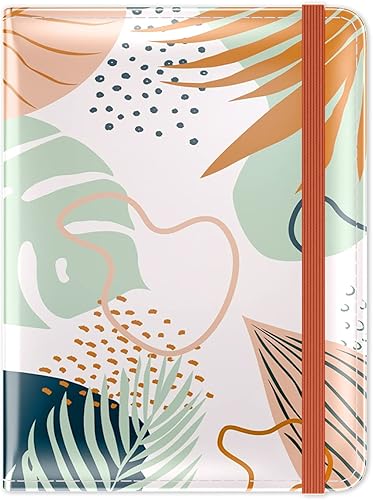 Soporte para pasaporte, cartera de piel RFID para pasaporte de viaje para mujeres y hombres, Verde (Green leaves), Compacto