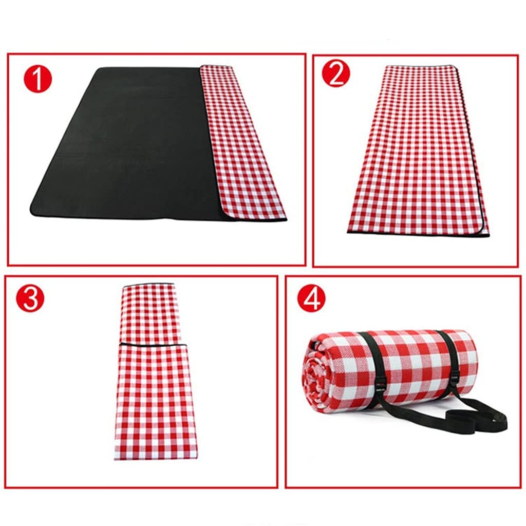 TILEZE Couverture Douce Respirante Épaissir Coussin pour Couverture Imperméable Pliante Extérieure Camping Plage Plaid Tapis De Pique-Nique/Rouge/150 * 200Cm